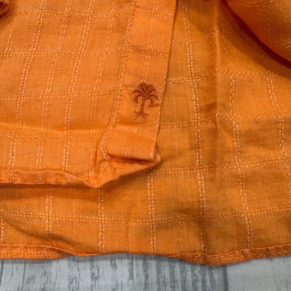 Tommy Bahama Button Shirt Small Orange Linen Mens Beach‎ Casual
